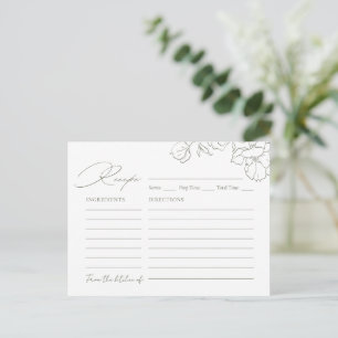 Postal Cartão de Receita elegante em verde sage desenhado