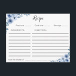 Postal cartão de receita floral azul<br><div class="desc">Um adorável design floral de aquarela com flores azuis. Os recursos deste design podem ser personalizados.</div>