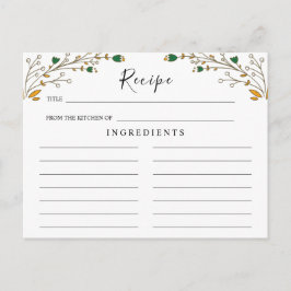 Postal Cartão de Receita Floral Boho, Casamento de Flores