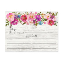 Cartão de Receita Floral de Cores Aquáticas da Mad