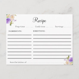 Postal Cartão de receita floral de púrpura e pêssego