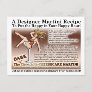 Postal Cartão de Receita Martini de Cheesecake de Chocola
