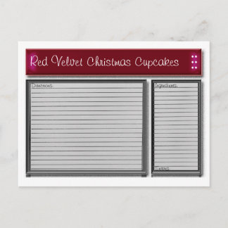 Postal Cartão de Receita Personalizada de Destaque Vermel