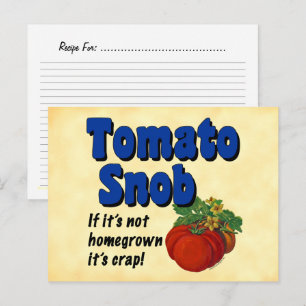 Postal Cartão de Receita Personalizada do Tomato Snob