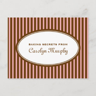 Postal Cartão de receita personalizado cor-de-rosa choco