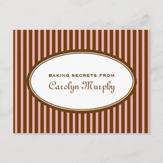 Postal Cartão de receita personalizado cor-de-rosa chocol