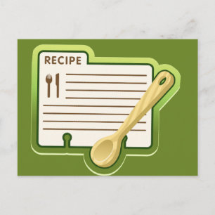 Postal Cartão de Receita Retro Ferramentas de Cozinha Lis