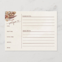 Postal cartão de receitas de chá de panela de boho floral
