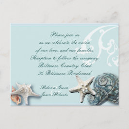 Postal Cartão de Recepção de Casamento de Praia Blue Seas