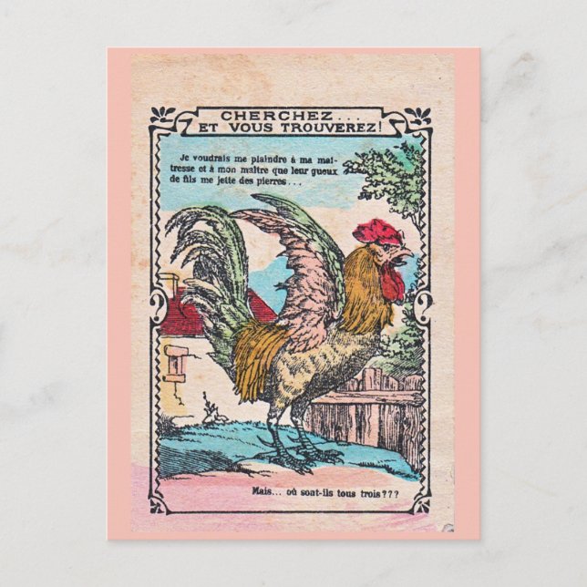 POSTAL CARTÃO DE RECOMPENSA DA ESCOLA "ROOSTER" (1900) (Frente)