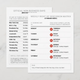 Postal Cartão de Referência de Direito de Rescisão de Not
