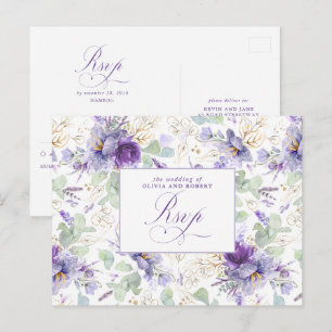 Postal Cartão de Resposta de Casamento Botânico Elegante