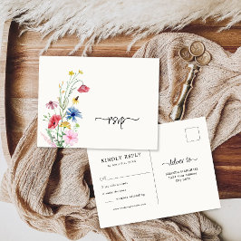Postal Cartão de Resposta de Casamento com Flores Silvest