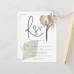 Postal Cartão de Resposta de Casamento com Leque de Grama
