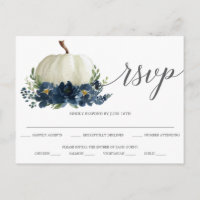 Cartão de Resposta de Casamento de Abóbora Floral