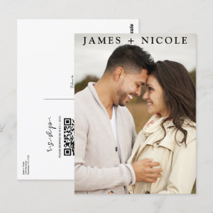 Postal Cartão de Resposta de Casamento Escaneável com Cód