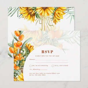 Postal Cartão de Resposta de Casamento Floral de Girassói