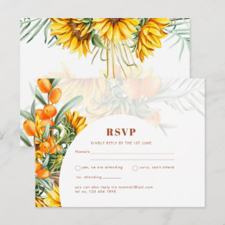 Postal Cartão de Resposta de Casamento Floral de Girassói