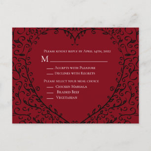Postal Cartão de Resposta de Casamento Gótico do Coração