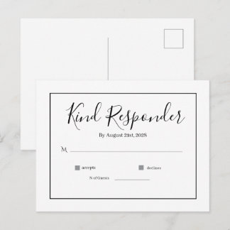 Postal Cartão de Resposta de Casamento Minimalista Elegan