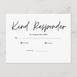 Postal Cartão de Resposta de Casamento Minimalista Elegan