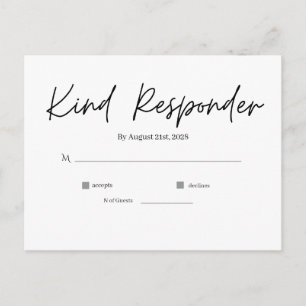 Postal Cartão de Resposta de Casamento Minimalista Elegan