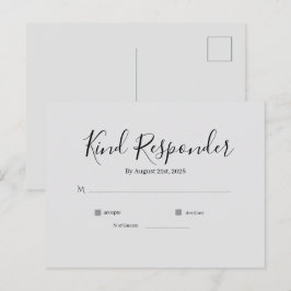 Postal Cartão de Resposta de Casamento Minimalista Elegan