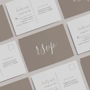 Postal Cartão de Resposta de Casamento Minimalista Modern