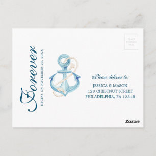 Postal Cartão de Resposta de Casamento Naval Náutico