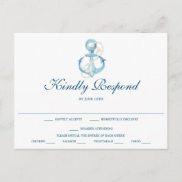 Postal Cartão de Resposta de Casamento Naval Náutico