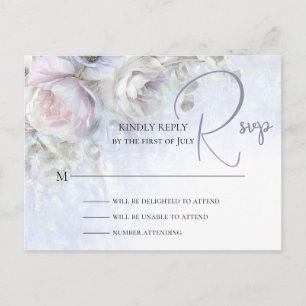 Postal CARTÃO DE RESPOSTA DE CASAMENTO   Peônias Pastel 