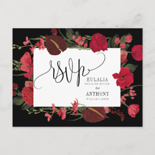 Postal Cartão de Resposta de Casamento Romântico Elegante