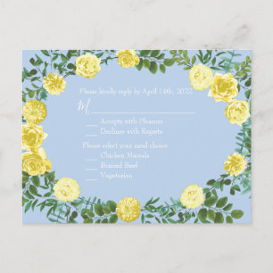 Postal Cartão de Resposta de Casamento Rosa Azul Pálido