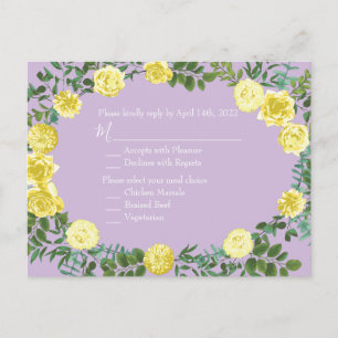 Postal Cartão de Resposta de Casamento Rosa Roxo-Lilac-Am