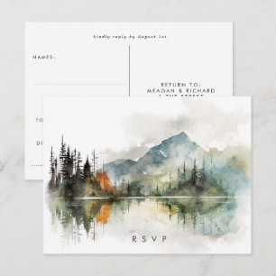 Postal cartão de resposta de casamento rústico de outono 