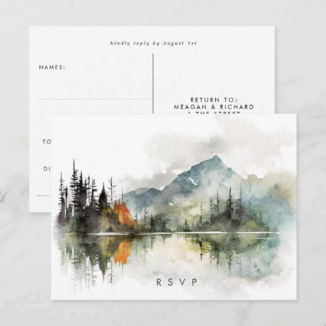 Postal cartão de resposta de casamento rústico de outono  (Frente/Verso)