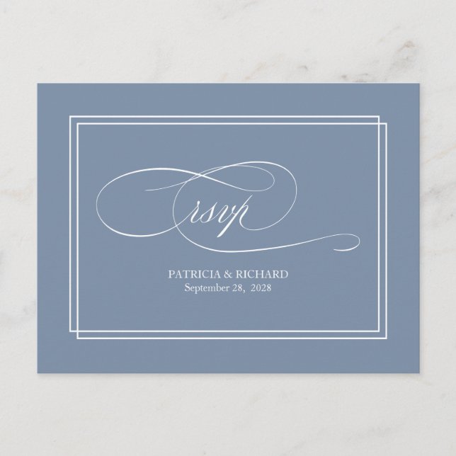 Postal Cartão de Resposta de Casamento Simples Elegante A (Frente)