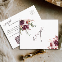 Cartão de Resposta de Código QR de Casamento Flora
