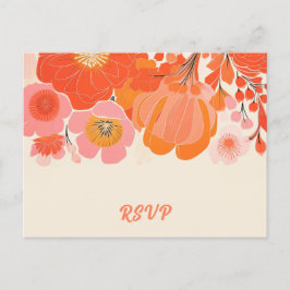 Postal Cartão de Resposta de Flor de Papoula Rosa Elegant