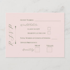 Postal Cartão de Resposta Floral Pastel Rosa Pálido