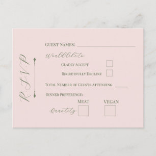 Postal Cartão de Resposta Floral Pastel Rosa Pálido