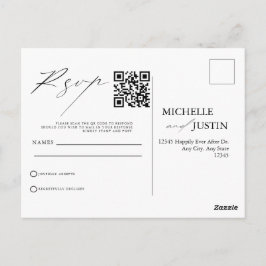 Postal Cartão de Resposta QR Code para Casamento Minimali