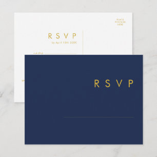 Postal Cartão de RSVP de Pedido de Música Azul-Navy Moder