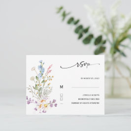Postal Cartão de RSVP Flor Silvestre Boho