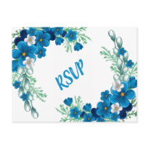 Cartão de RSVP Floral Azul Celeste Elegante