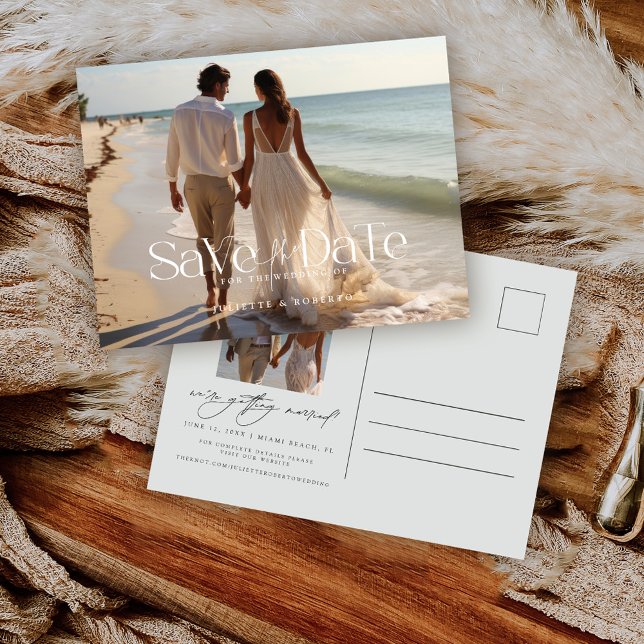 Postal Cartão de Salvar a Data de Casamento com Fotografi (Criador carregado)