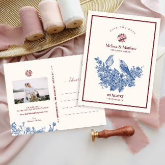 Postal Cartão de Salvar a Data de Casamento Floral de Peg