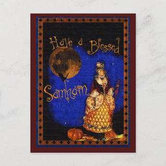 Postal Cartão de Samhain da bruxa do vintage