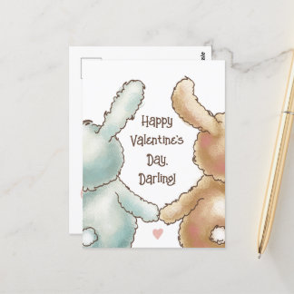 Postal Cartão de São Valentim de Coelhos Fofos