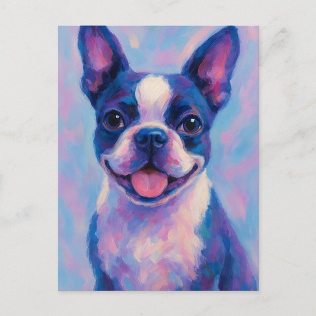 Postal Cartão de Saudação Boston Terrier - Placa de Vazio (Frente)